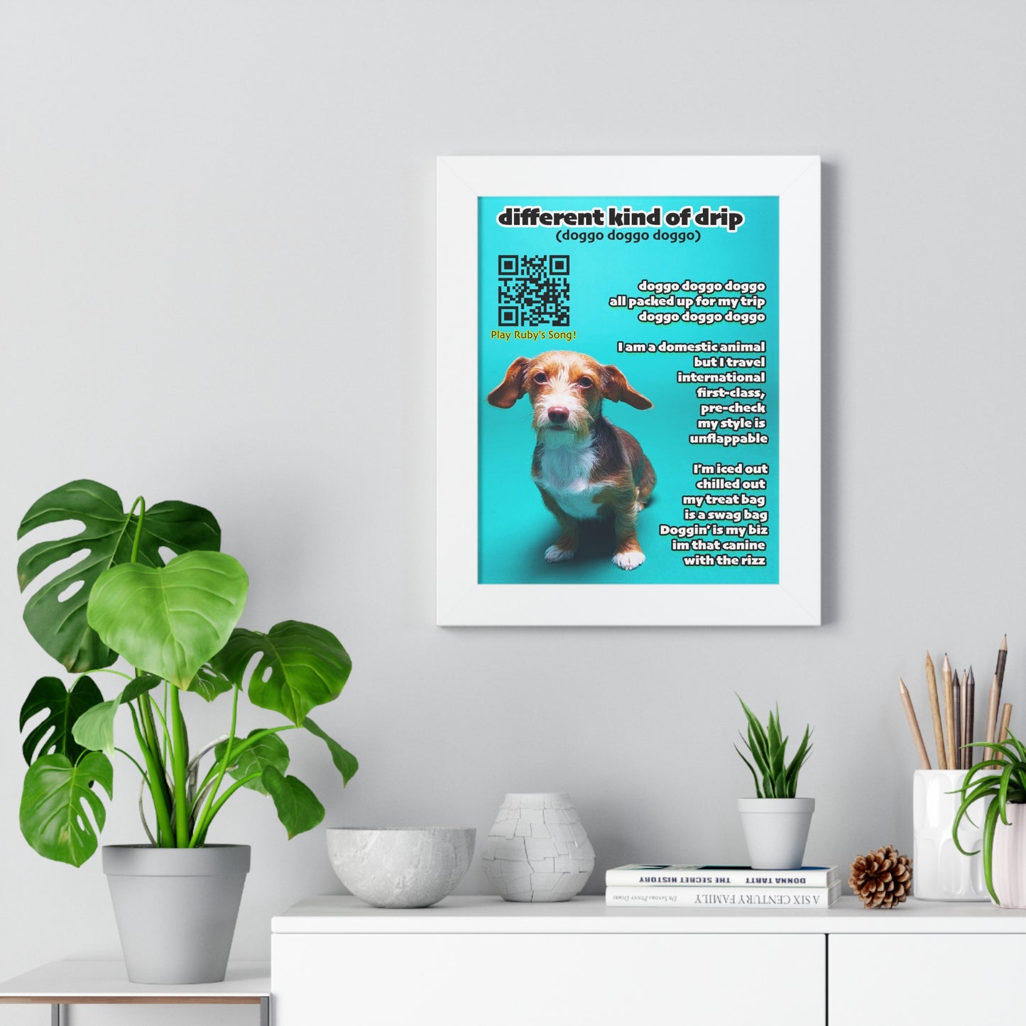 Personalized Pet Portrait with QR code and  lyrics to your custom song