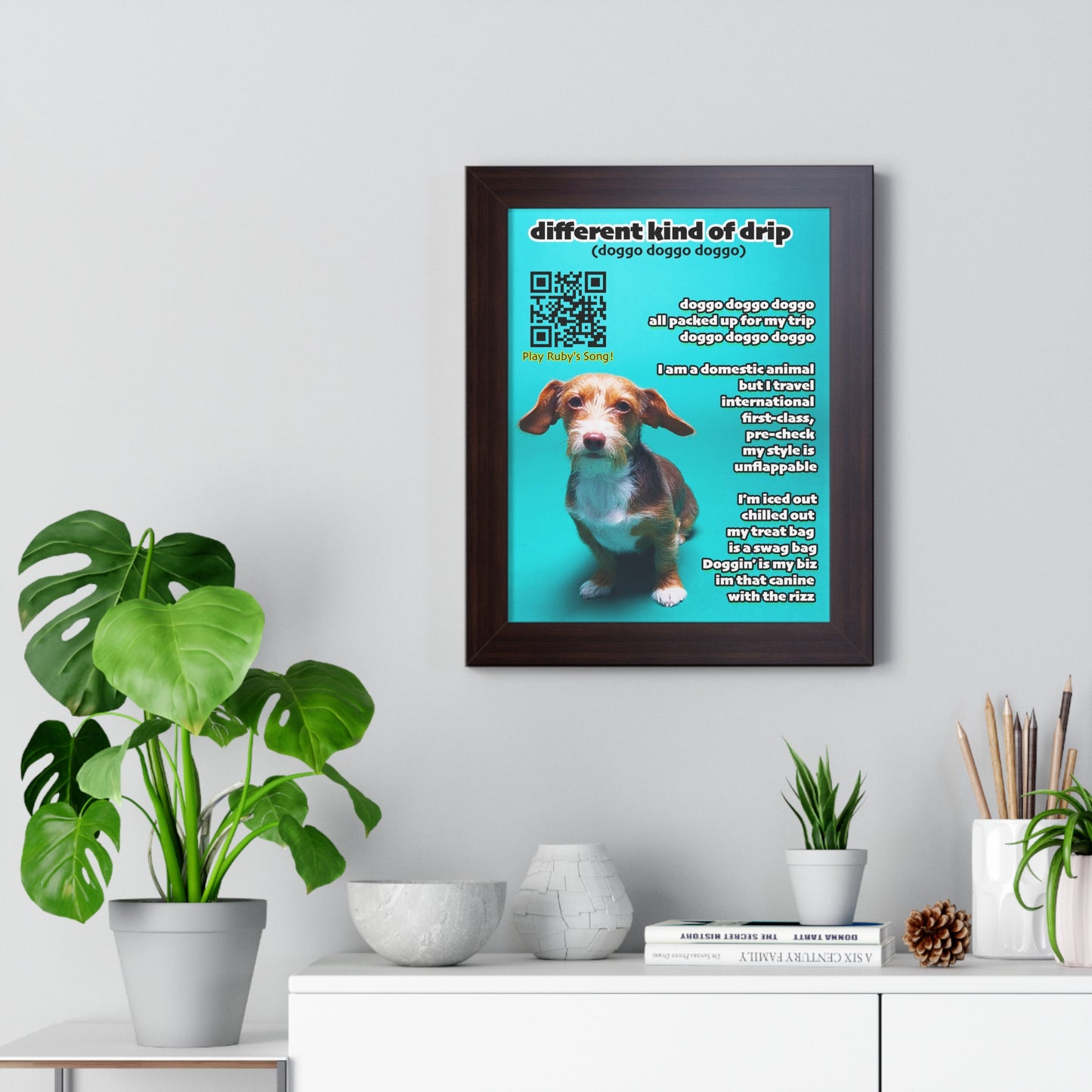 Personalized Pet Portrait with QR code and  lyrics to your custom song