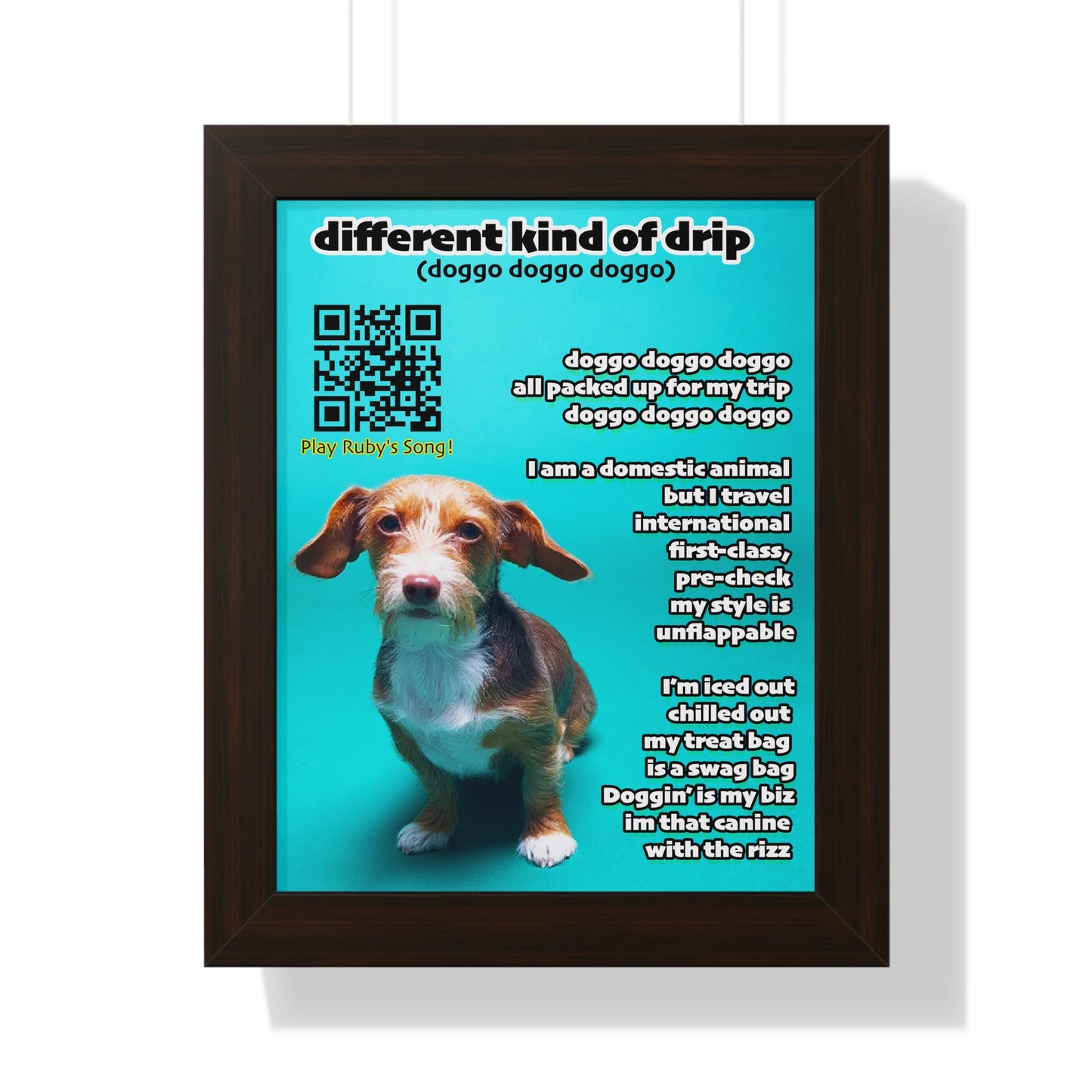 Personalized Pet Portrait with QR code and  lyrics to your custom song