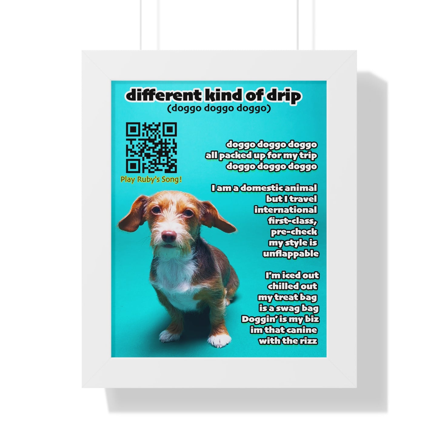 Personalized Pet Portrait with QR code and  lyrics to your custom song