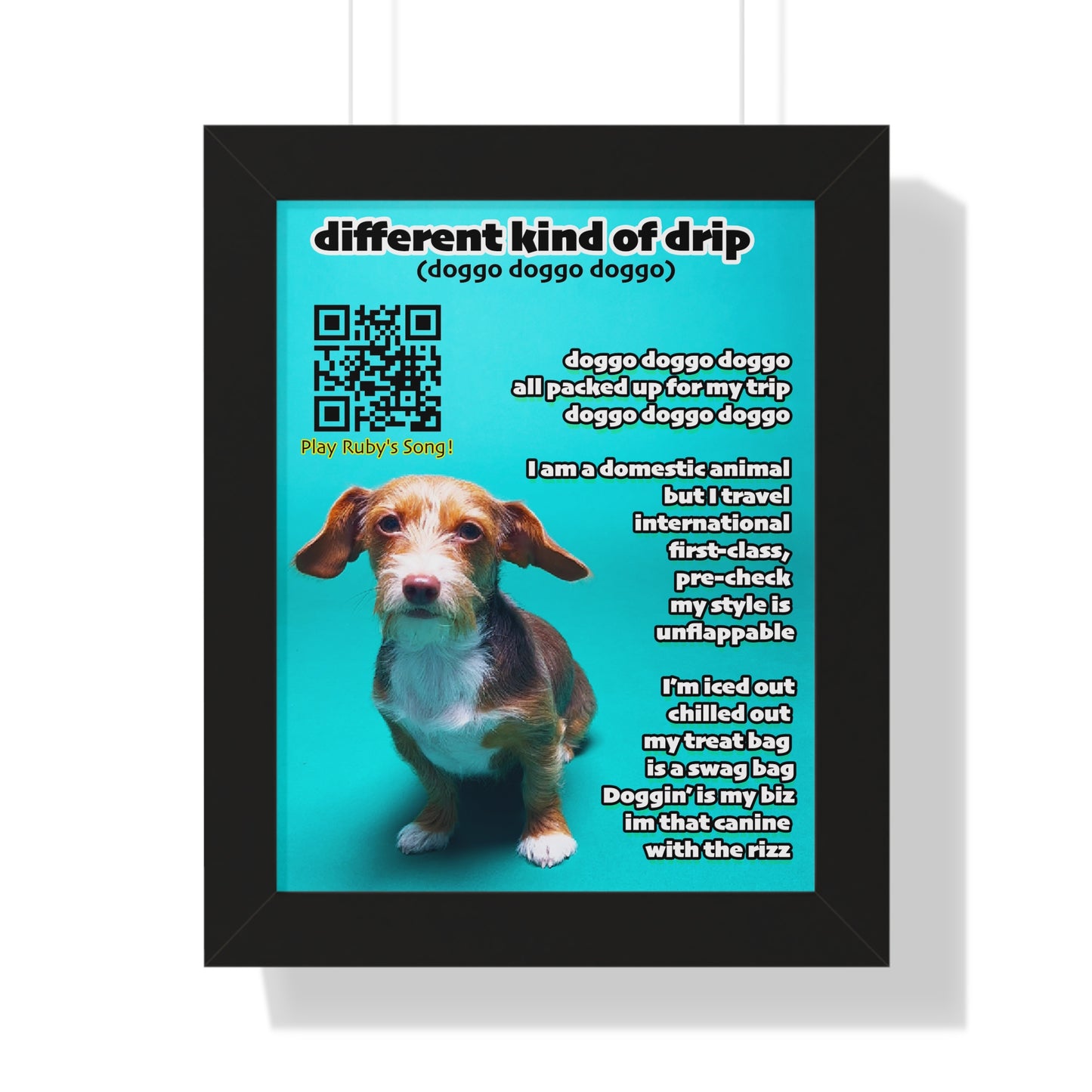 Personalized Pet Portrait with QR code and  lyrics to your custom song